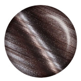 IBD Comet Magnetic Gel swatch featuring a deep brown base with silver and bronze magnetic shimmer streaks.
